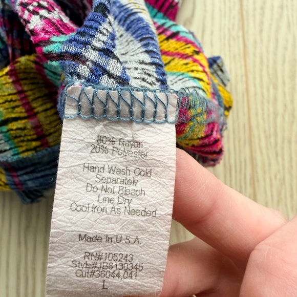 H.I.P. Happening in the Present Multicolor Striped Slashed Knit Top - Size L - Picture 3 of 4